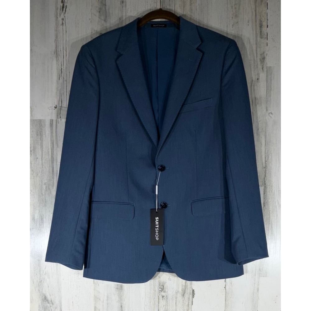 SuitShop Mens Suit Jacket 38 Regular‎ Light Blue Slim Fit 2 Button Blazer NWT